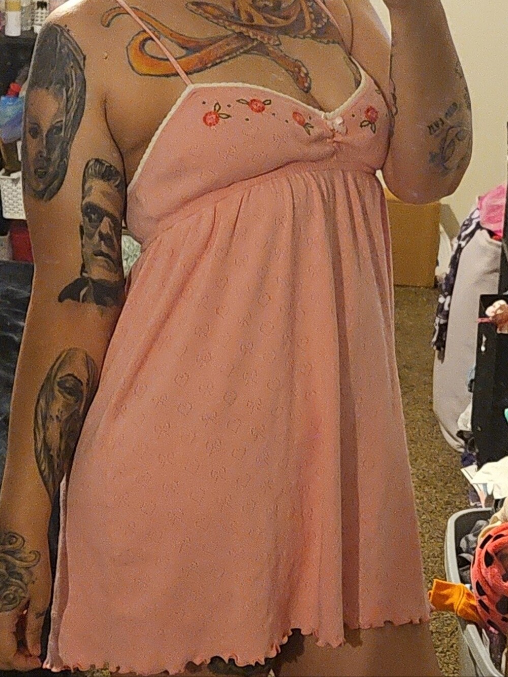 For Love And Lemons Blush Pink Embroidered Eyelet Mini Dress